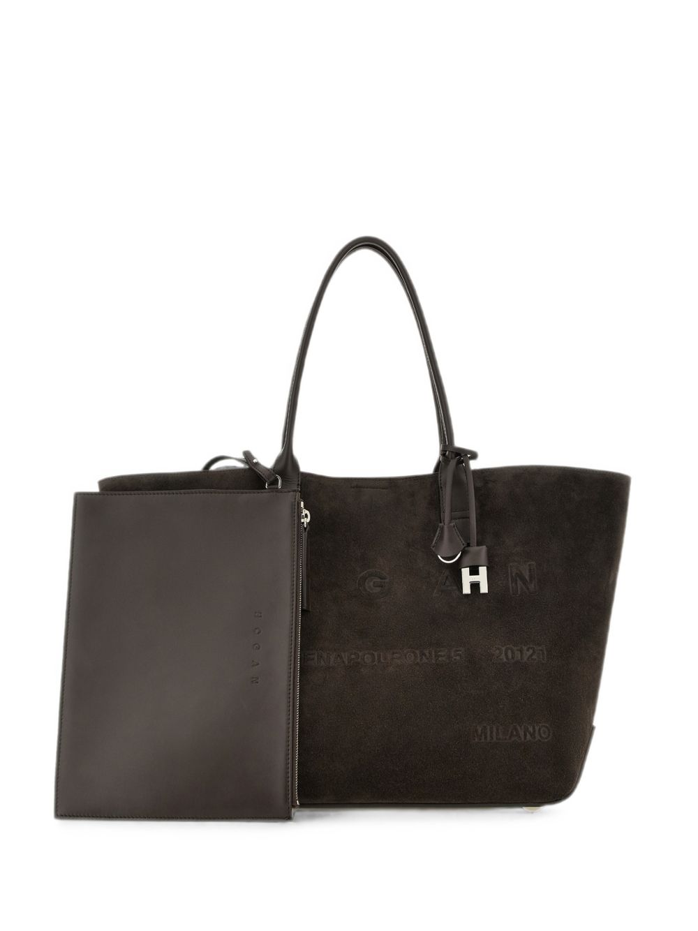 Borsa a spalla con logo in marrone 
