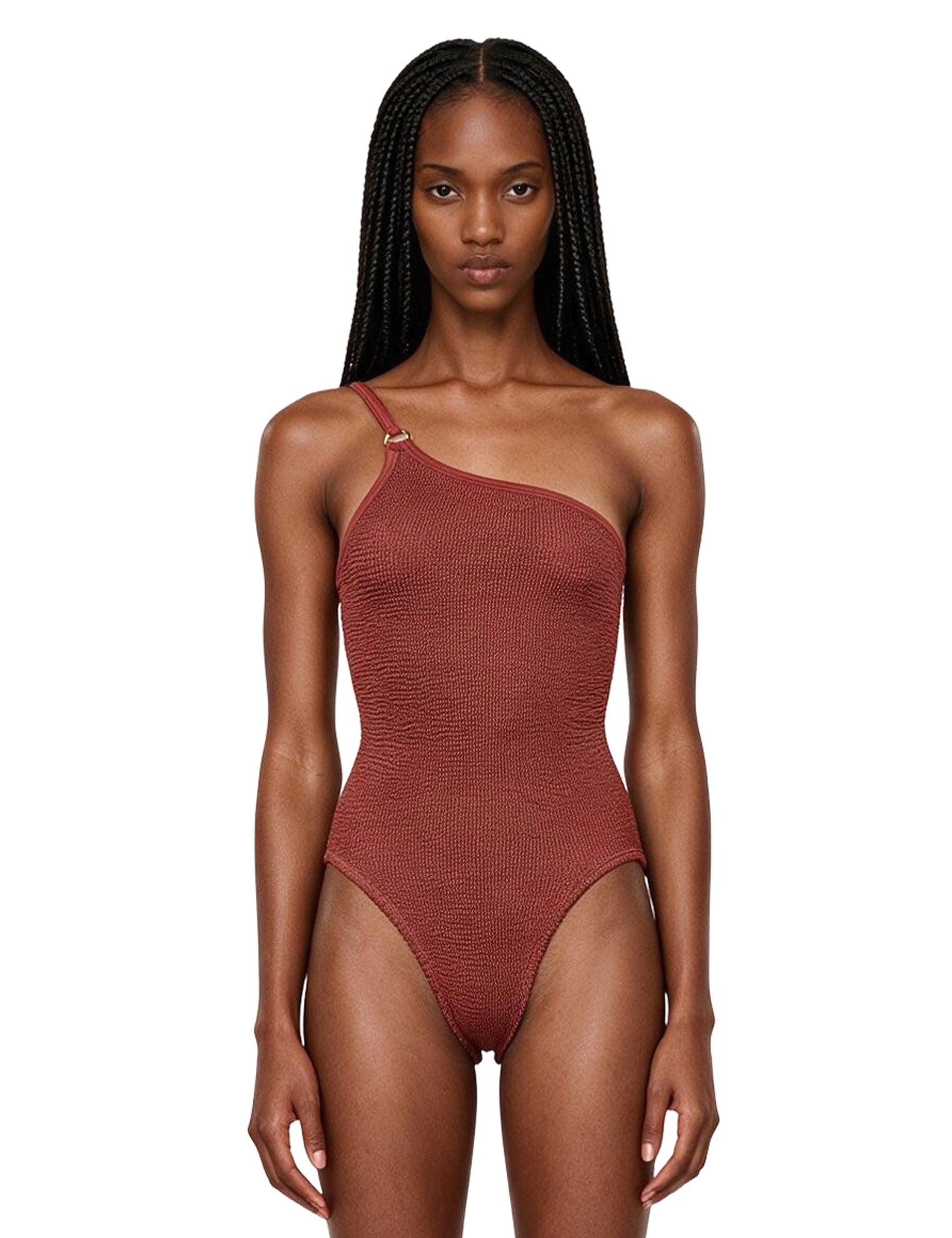 Costume intero monospalla clara in rosso 