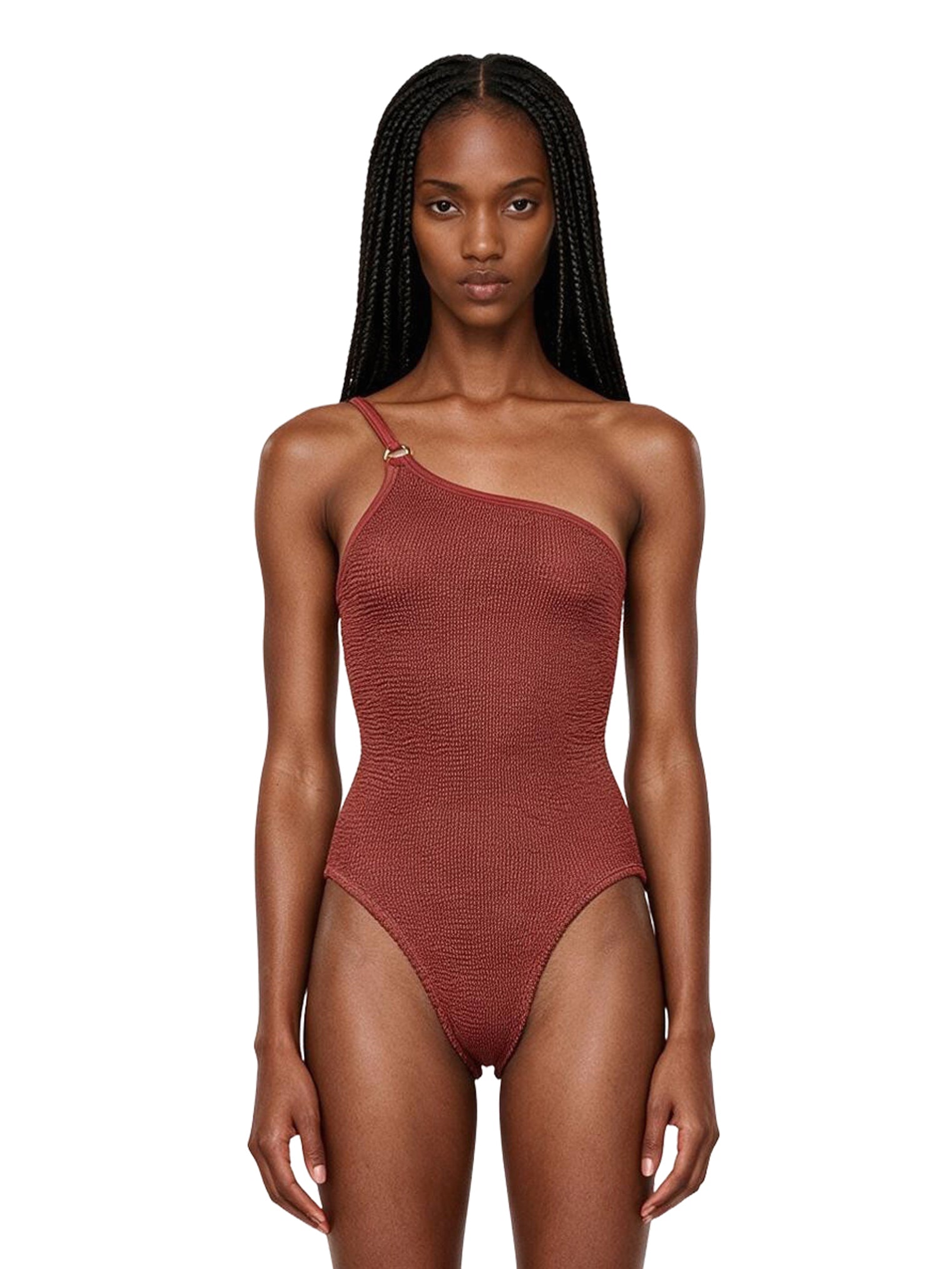 Costume intero monospalla clara in rosso 