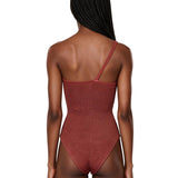 Costume intero monospalla clara in rosso 