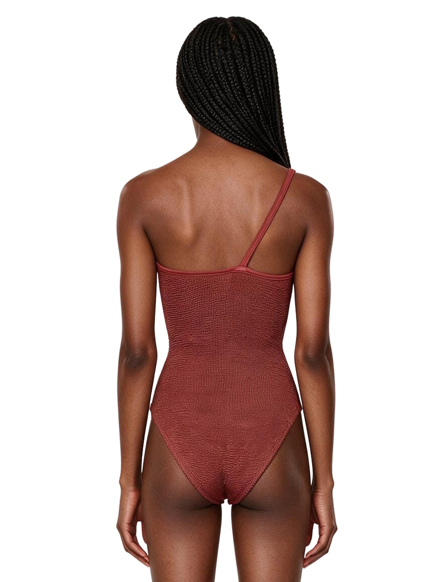 Costume intero monospalla clara in rosso 