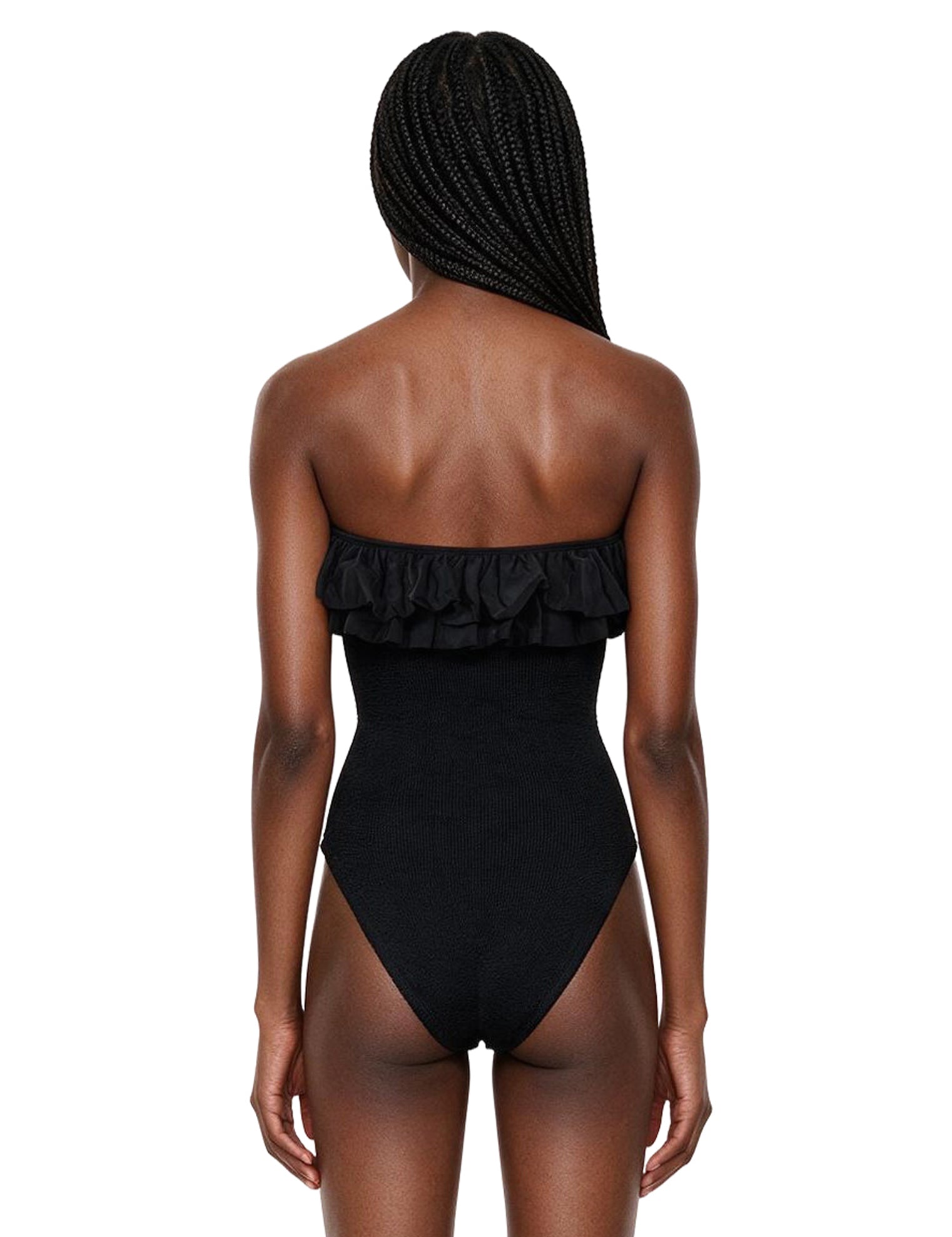 Costume intero Eloise con ruches in nero 