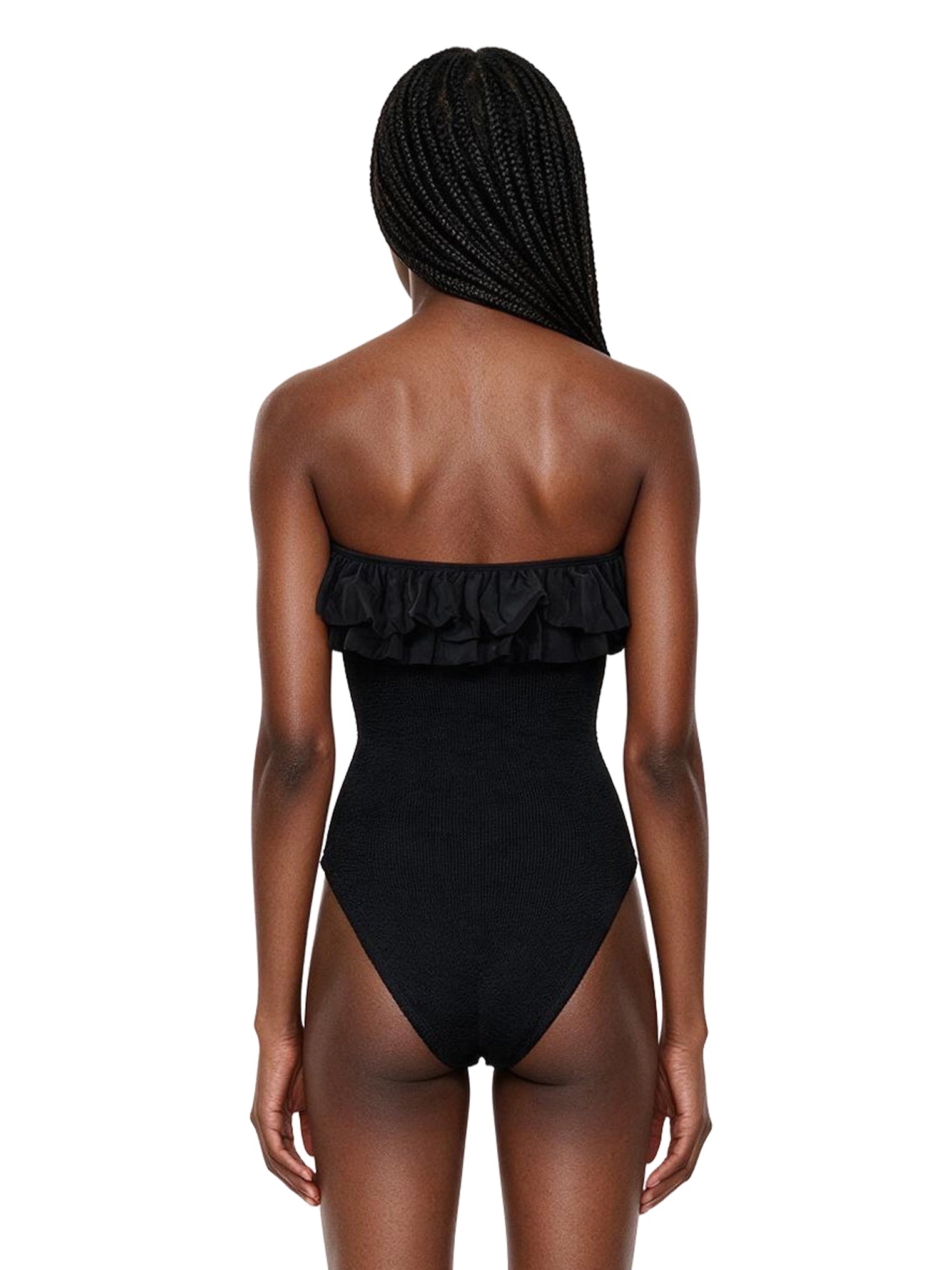 Costume intero Eloise con ruches in nero 