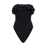 Costume intero Eloise con ruches in nero 