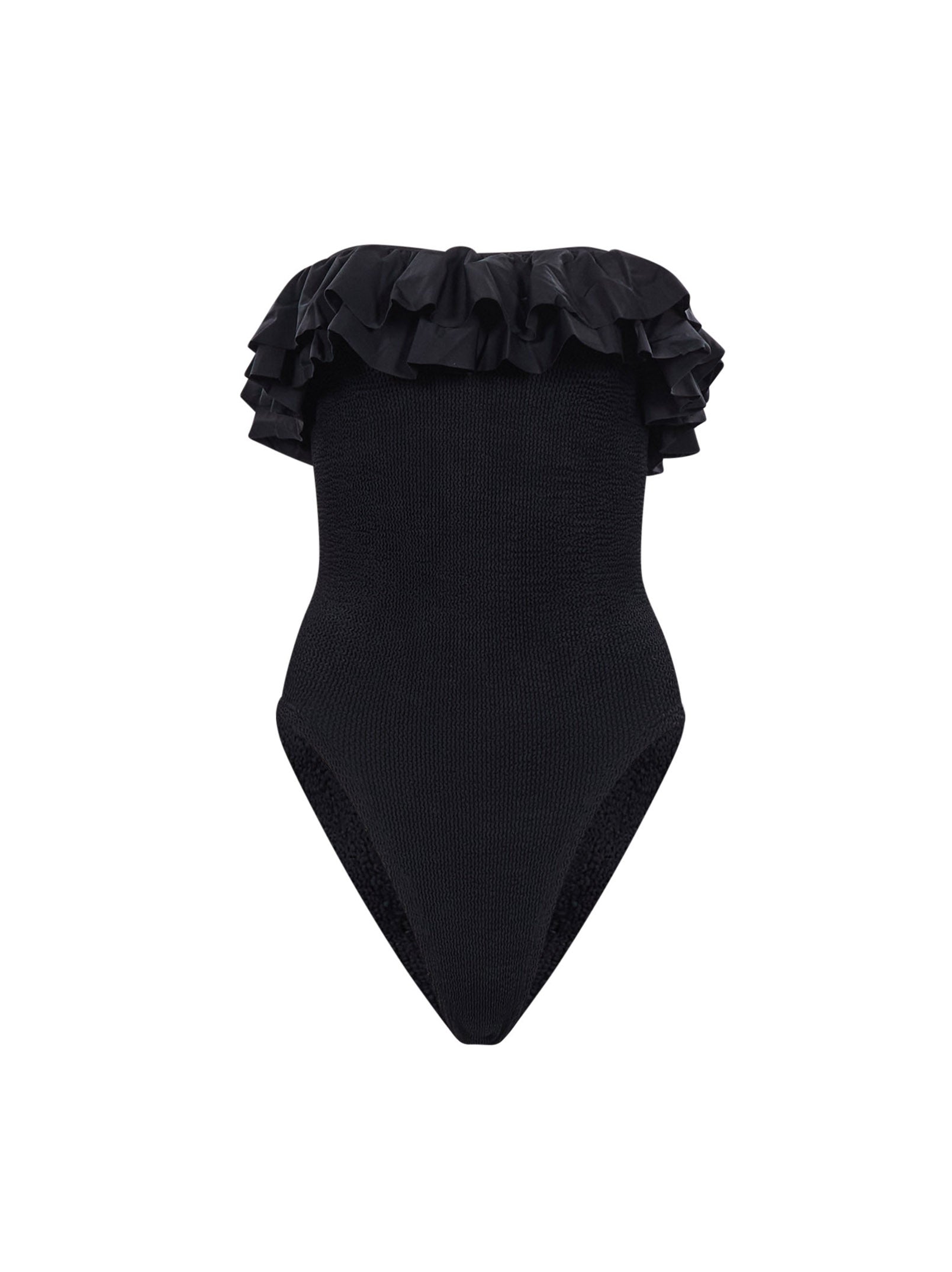 Costume intero Eloise con ruches in nero 