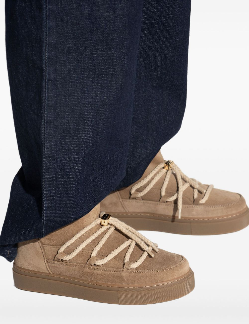 Stivaletti in pelle con lacci classic in beige 
