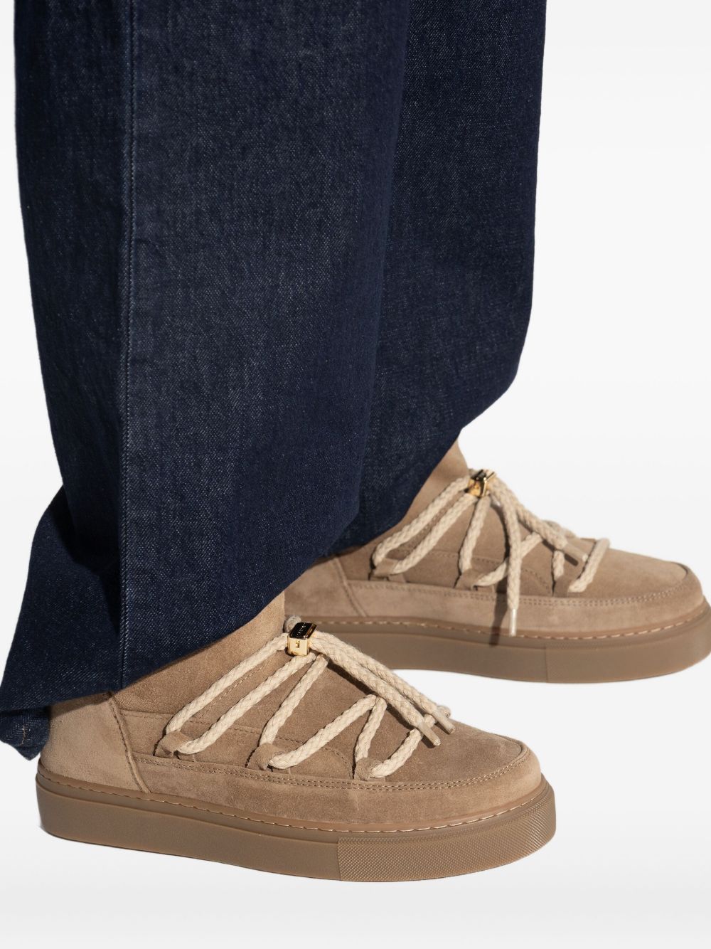 Stivaletti in pelle con lacci classic in beige 
