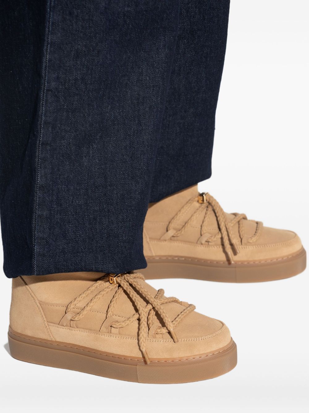 Stivaletti in pelle con lacci classic in beige 