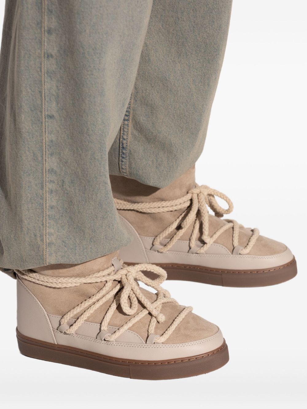 Stivaletti in pelle con lacci classic in beige 