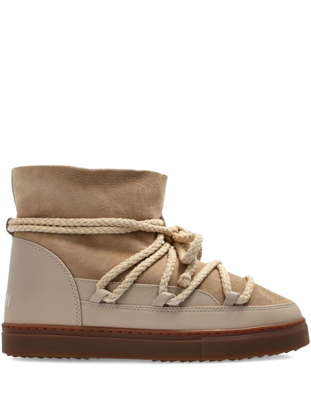Stivaletti in pelle con lacci classic in beige 
