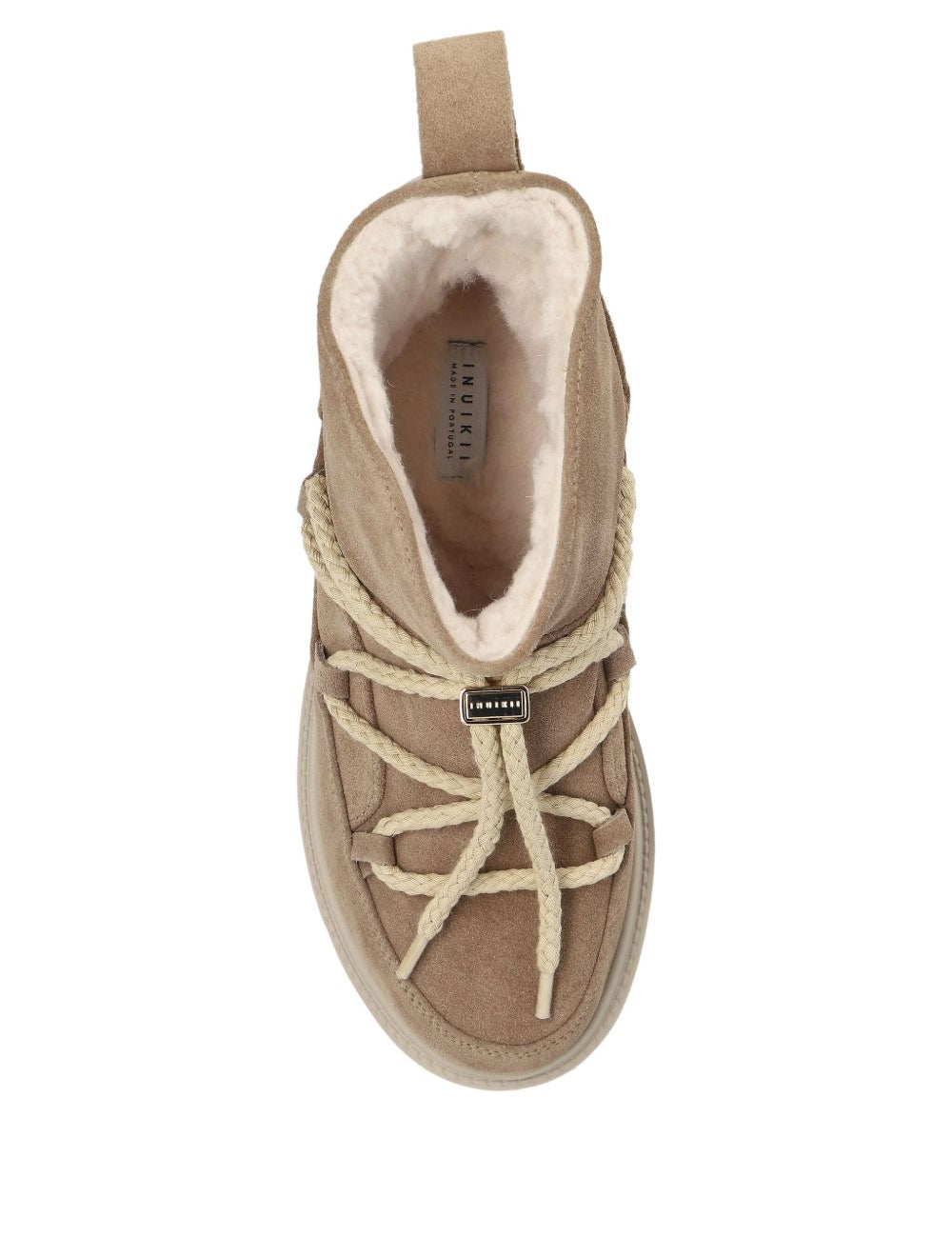 Stivaletti in pelle con lacci classic platform in beige 