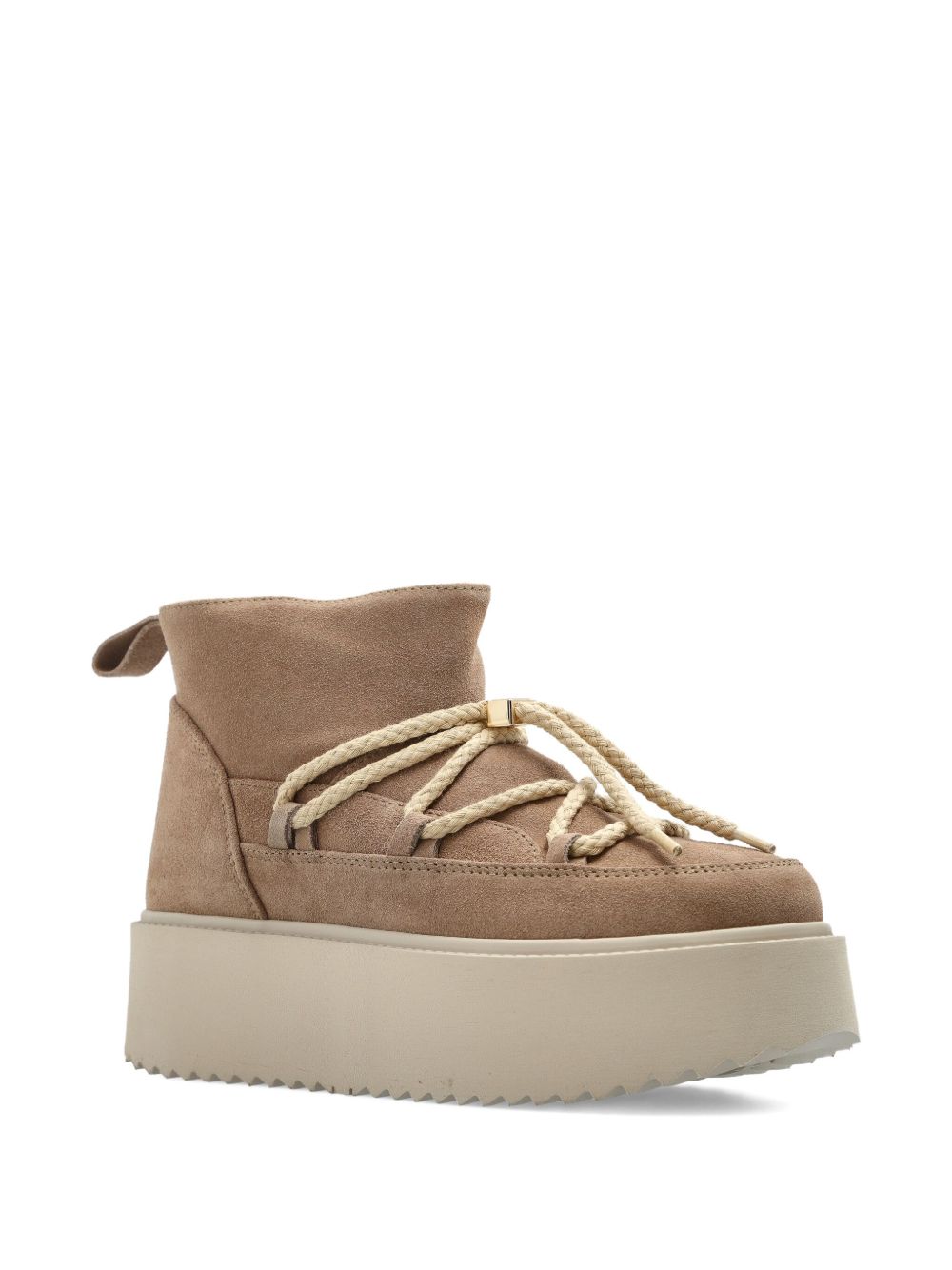 Stivaletti in pelle con lacci classic platform in beige 