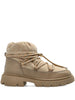 Beige Puffer Biker Ankle Boots