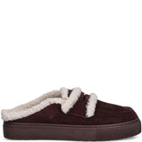 Mules con shearling in bordeaux 