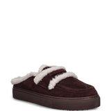 Mules con shearling in bordeaux 