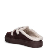 Mules con shearling in bordeaux 