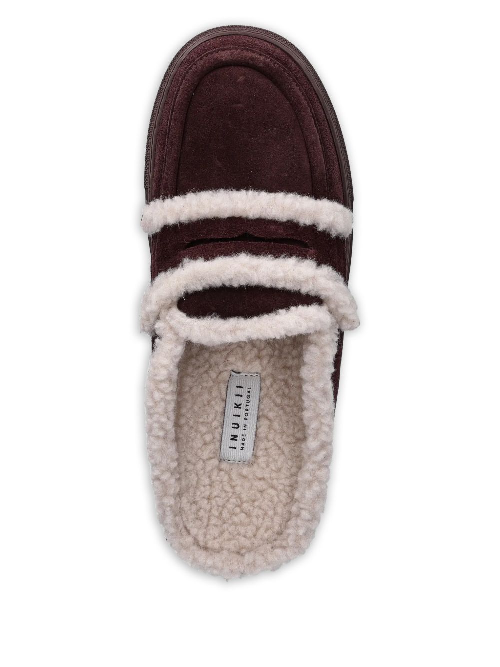 Mules con shearling in bordeaux 
