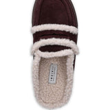 Mules con shearling in bordeaux 