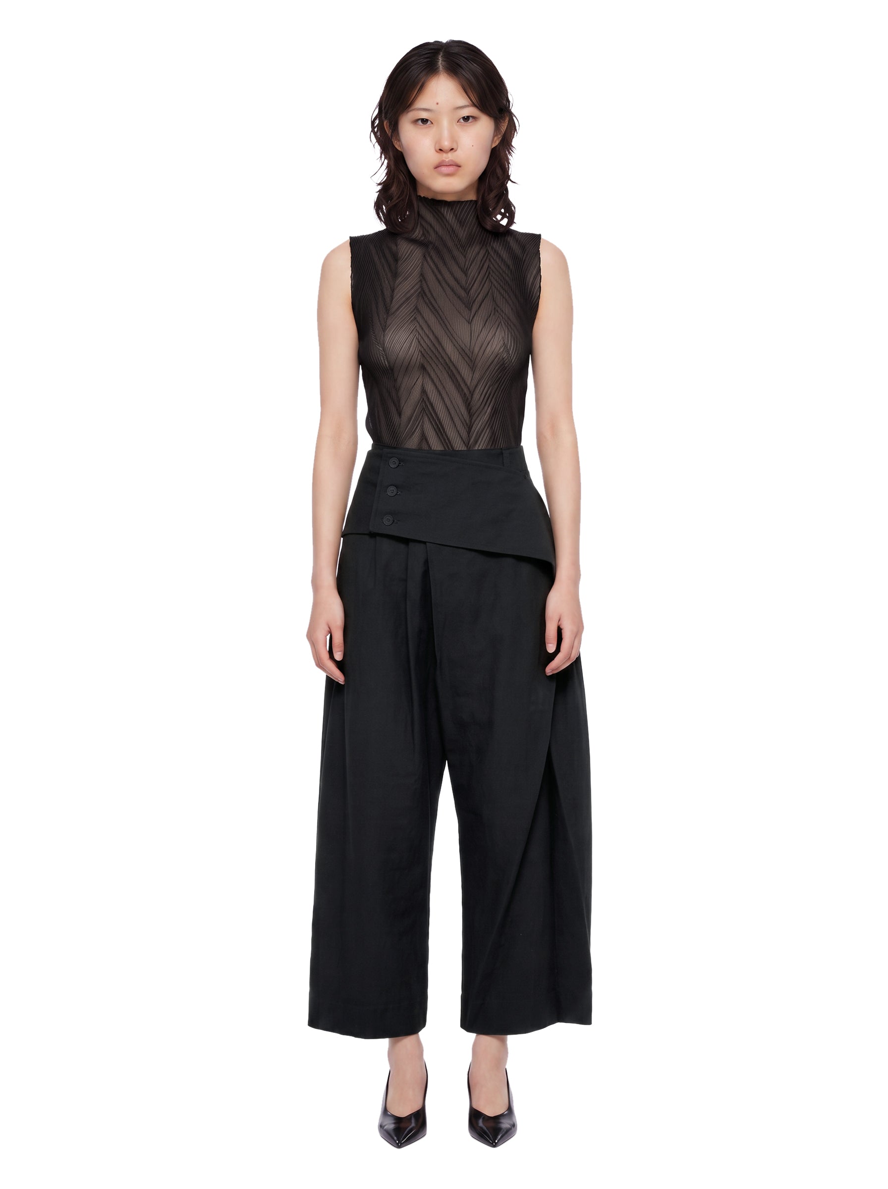 Pantaloni plissé Grainy in nero 