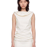 Top plissé Allow in bianco 