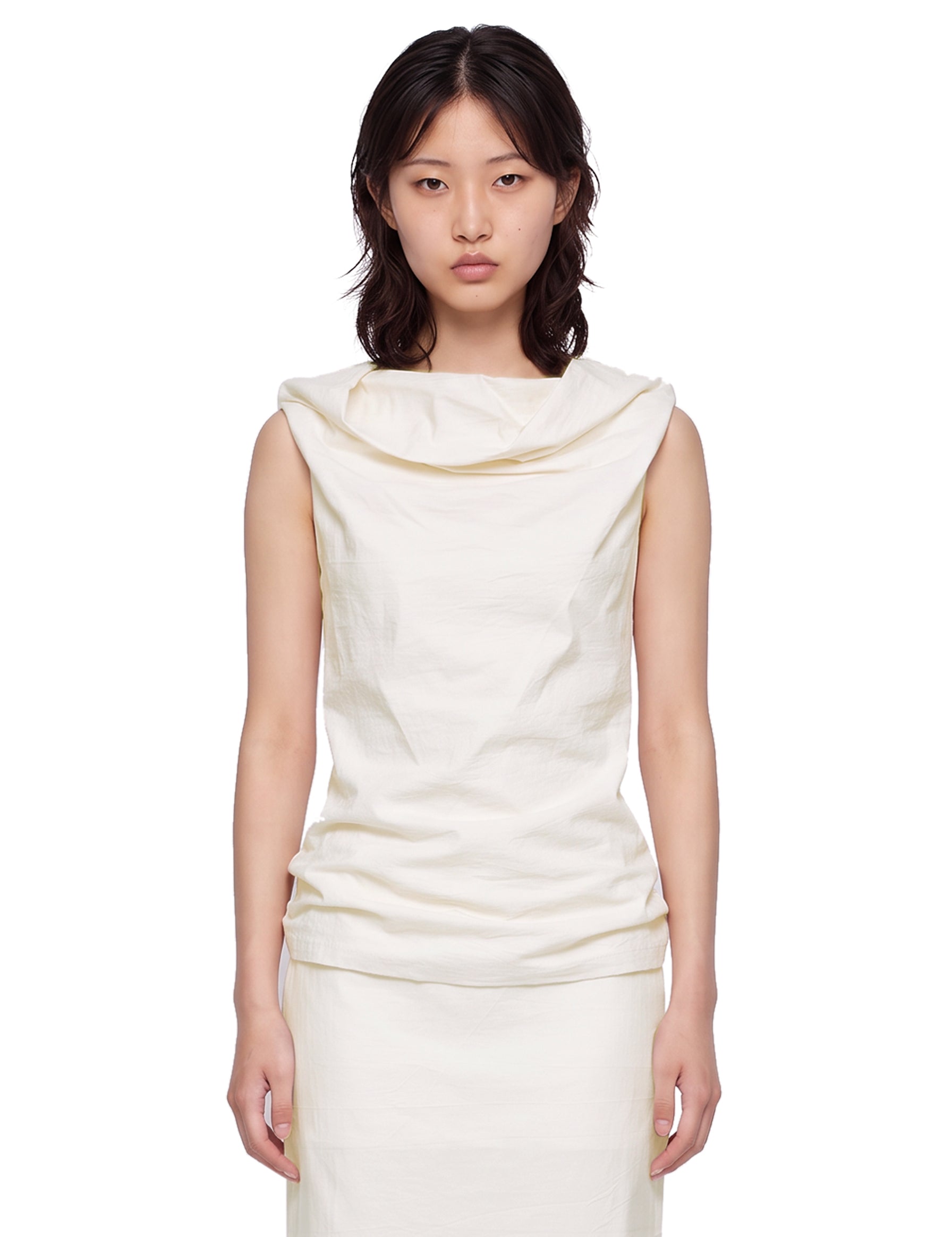 Top plissé Allow in bianco 