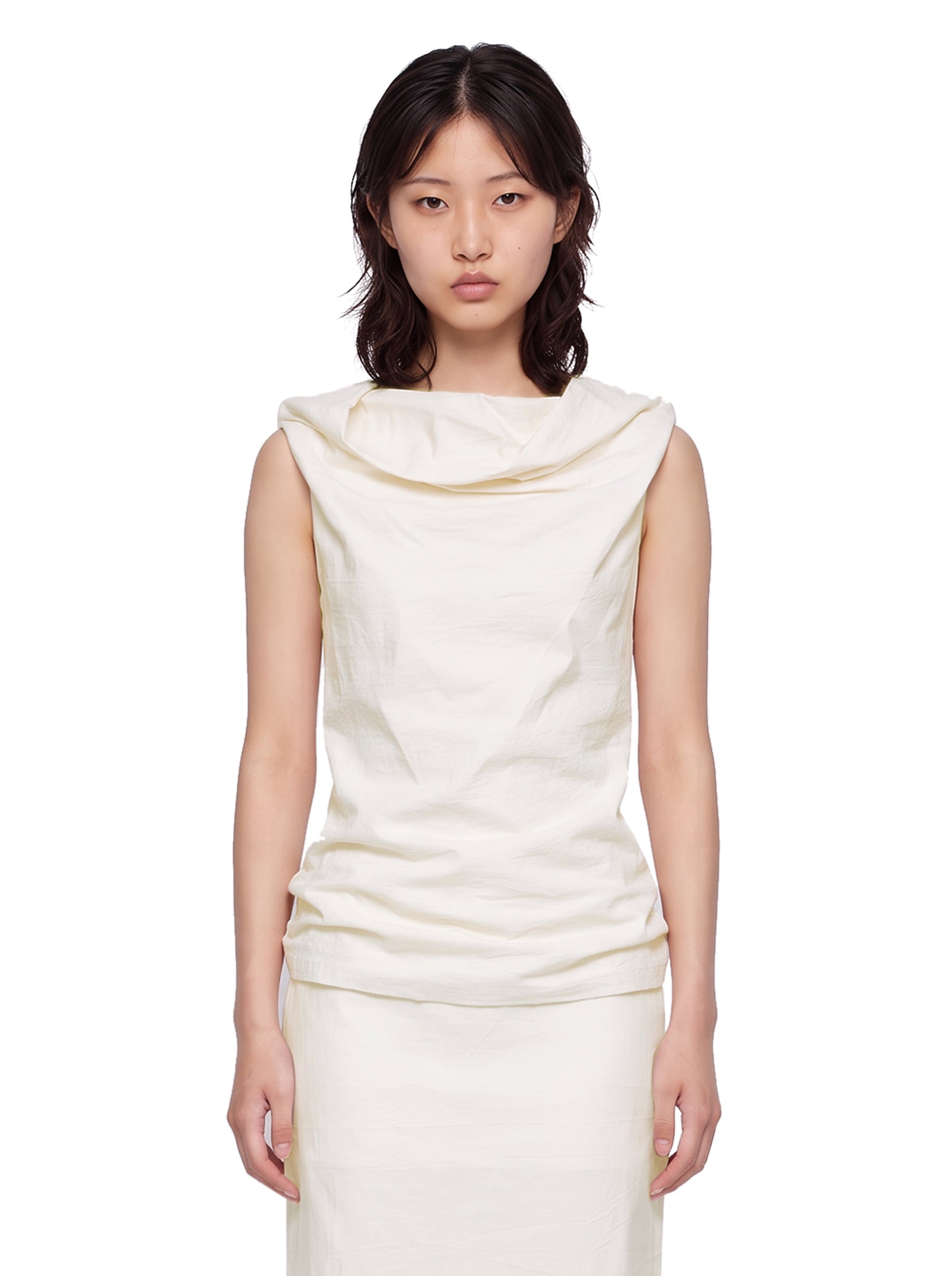 Top plissé Allow in bianco 