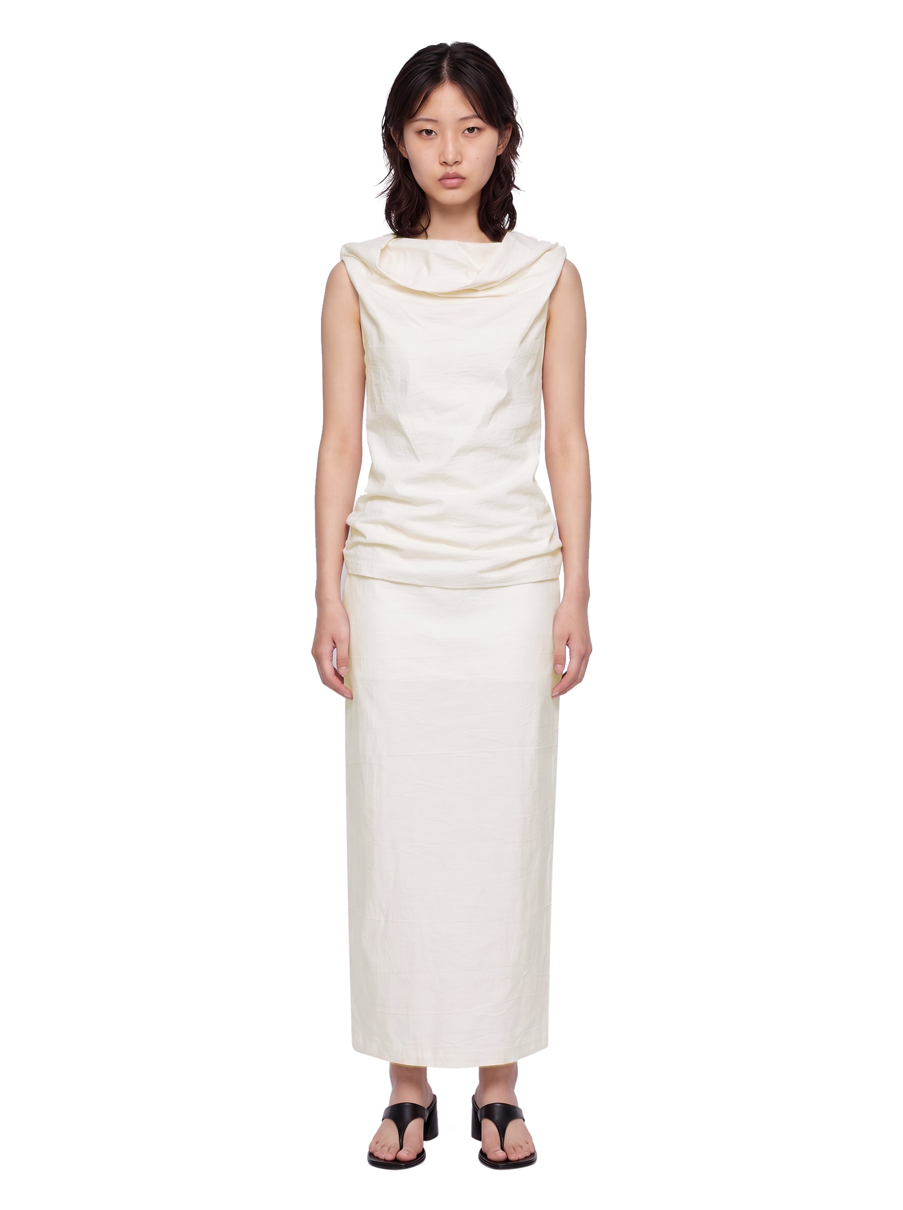 Top plissé Allow in bianco 