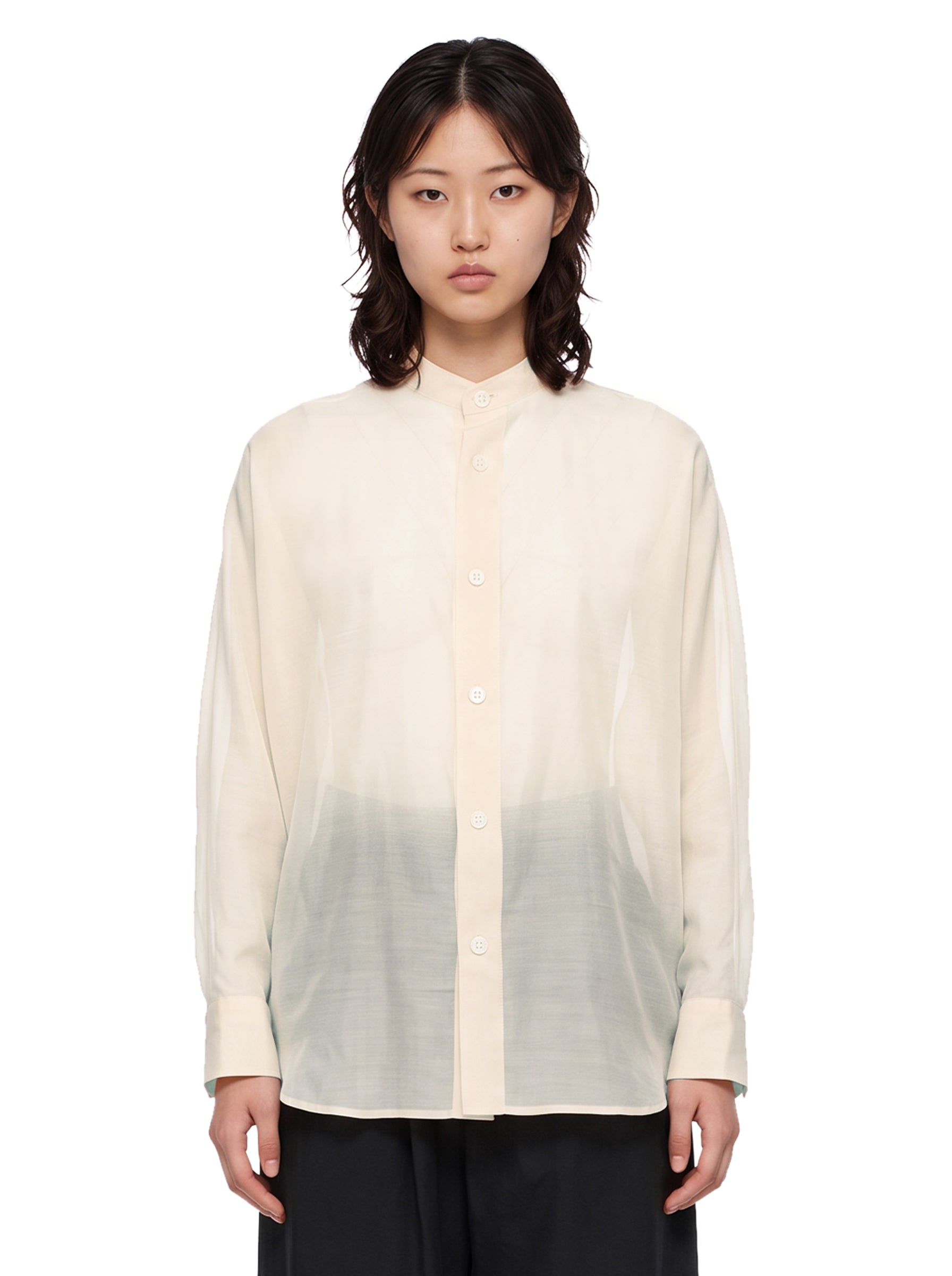 Camicia trasparente in rosa chiaro 
