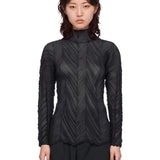 Top plissé zigzag in nero 