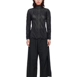 Top plissé zigzag in nero 