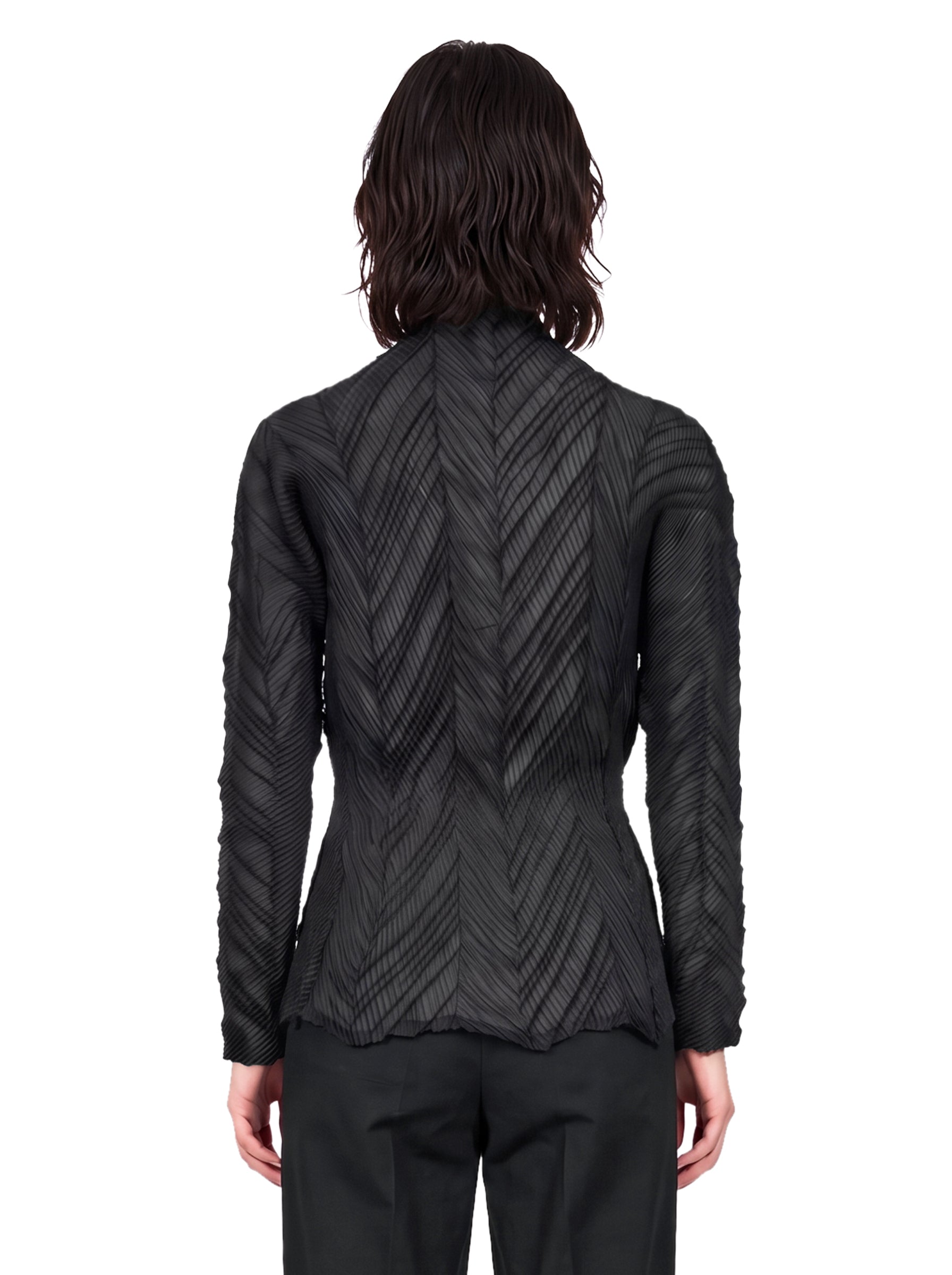 Top plissé zigzag in nero 