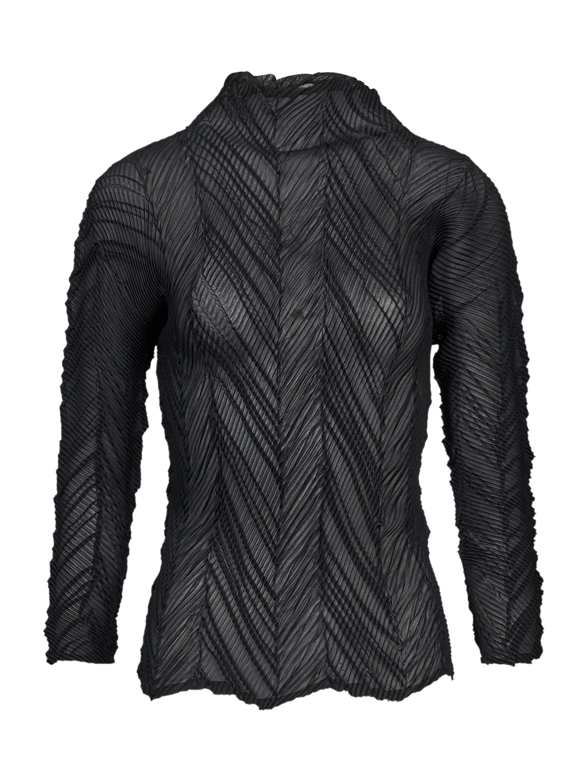 Top plissé zigzag in nero 