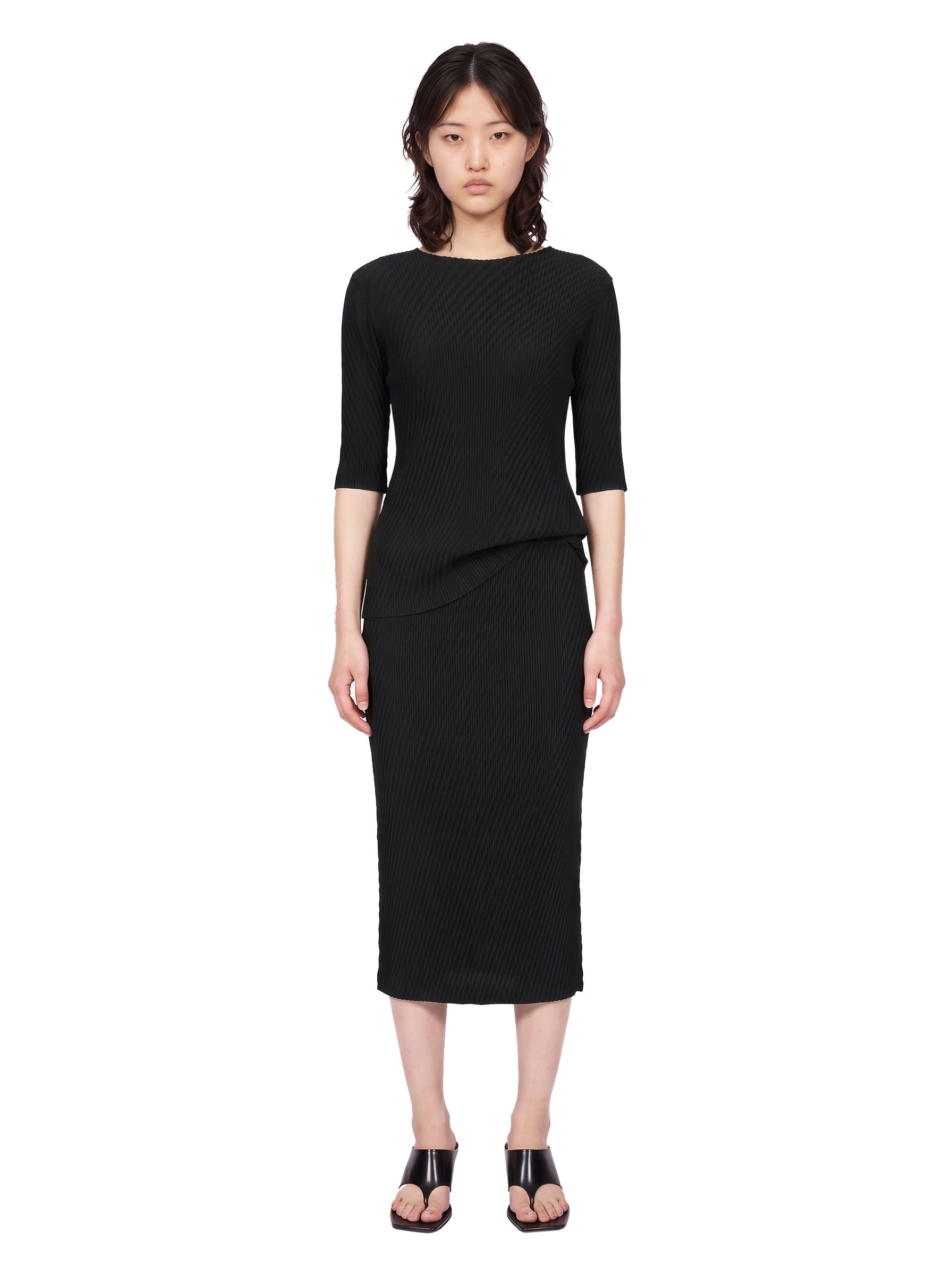 Top plissé rombi in nero 