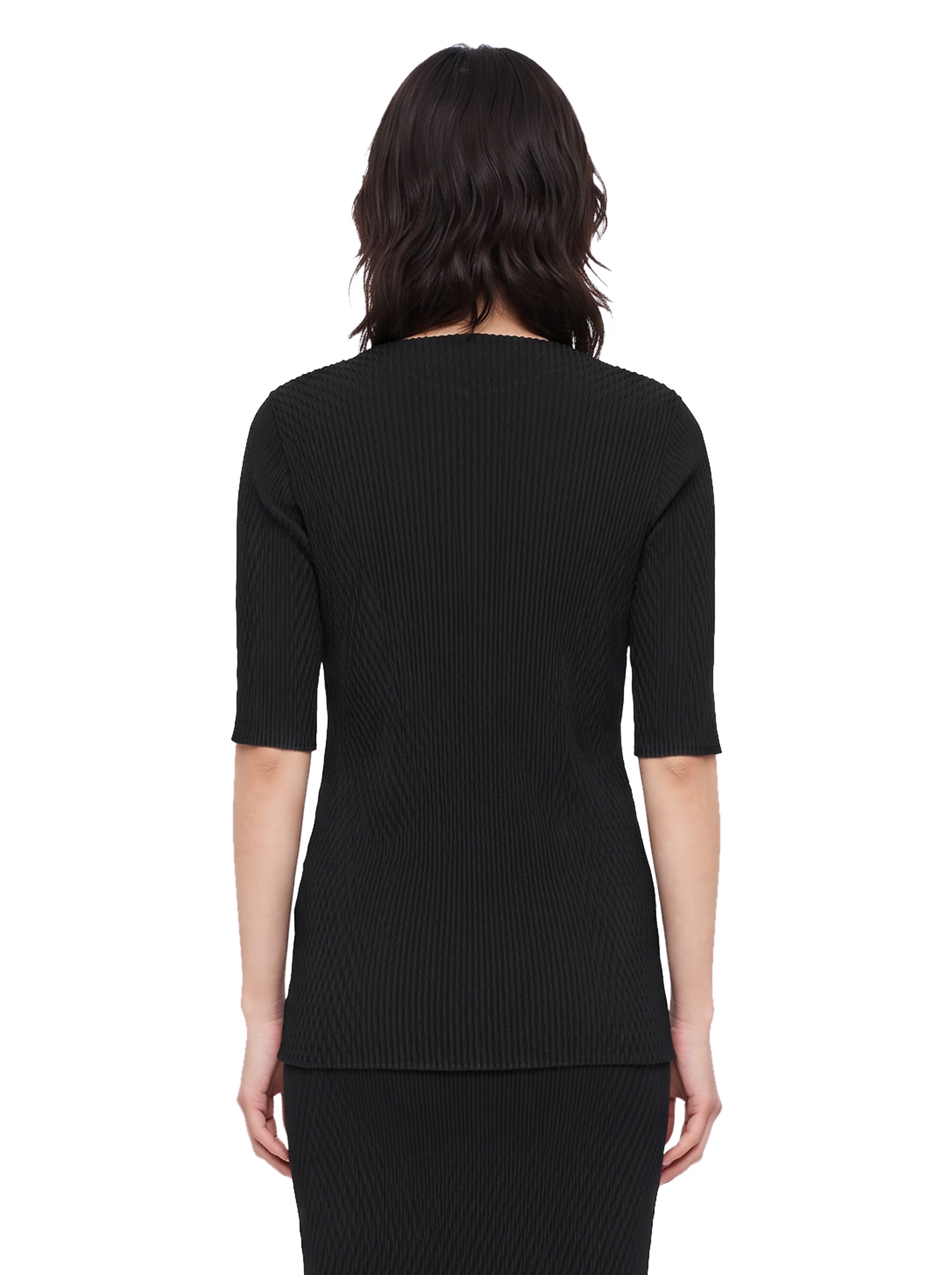 Top plissé rombi in nero 