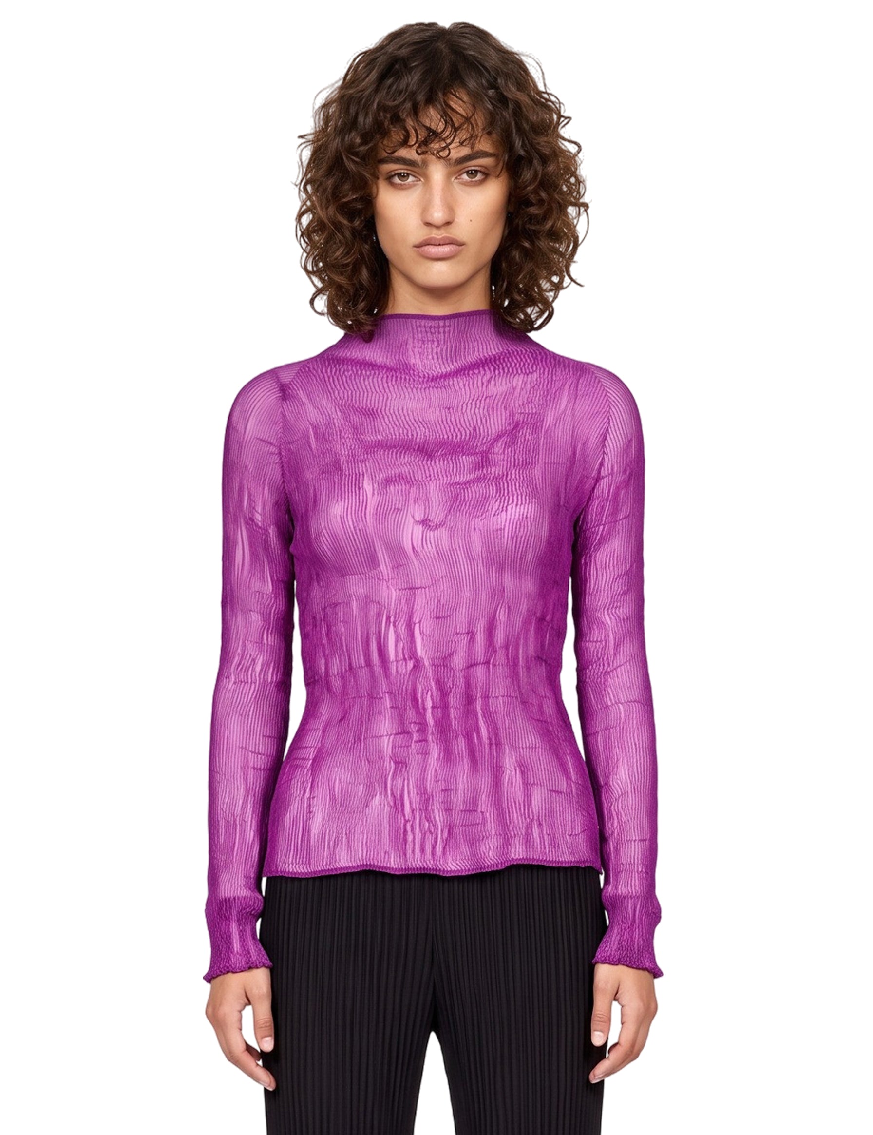 Top plissetato in viola 