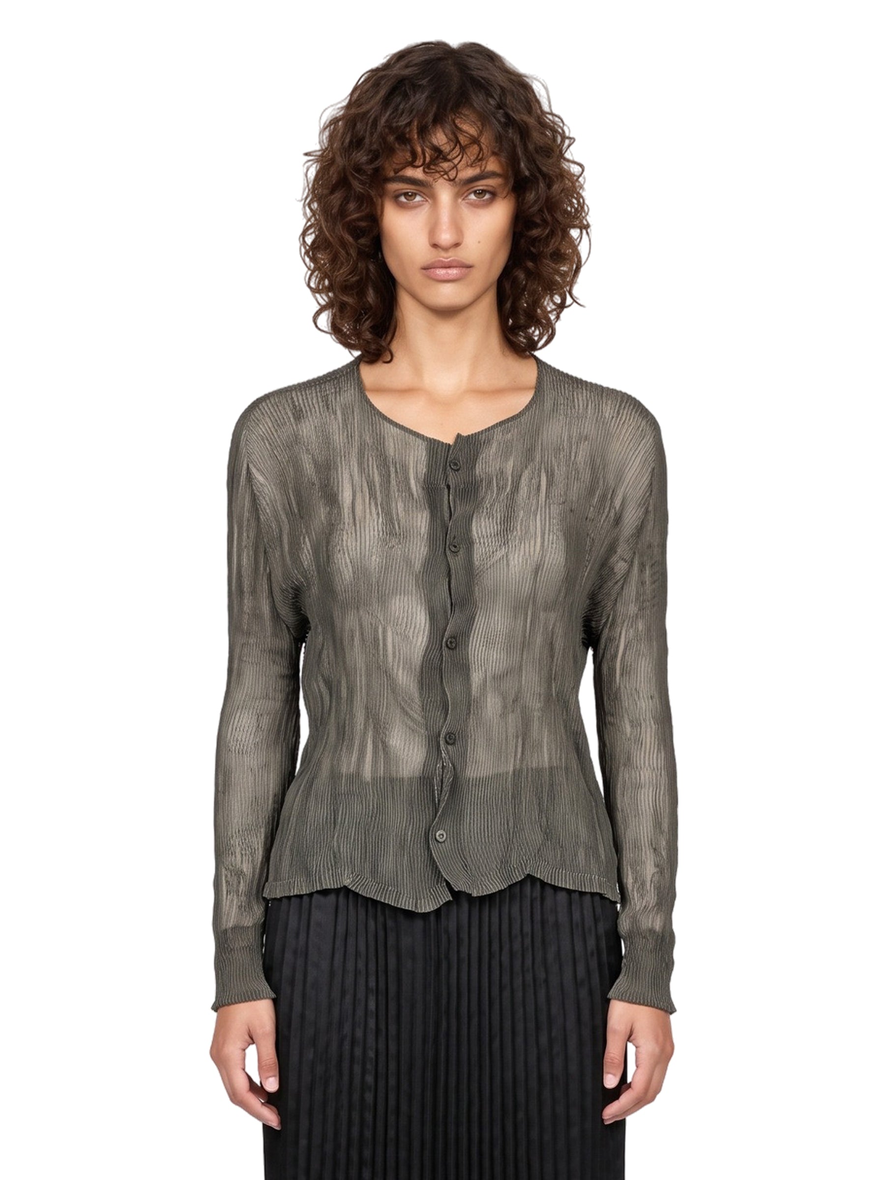 Top plissetato in grigio 