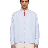 Camicia a righe a maniche lunghe Flash in celeste 