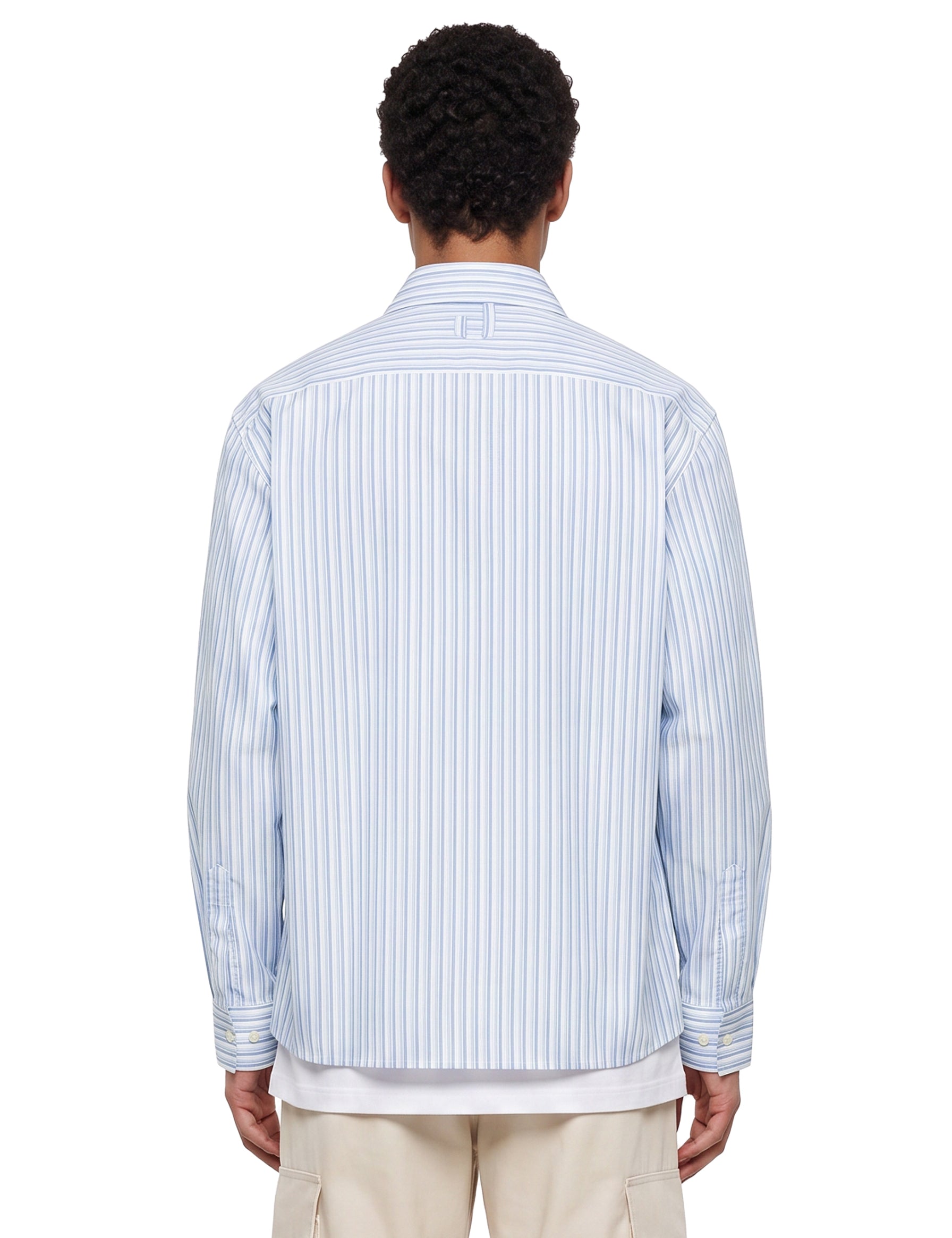 Camicia a righe a maniche lunghe Flash in celeste 