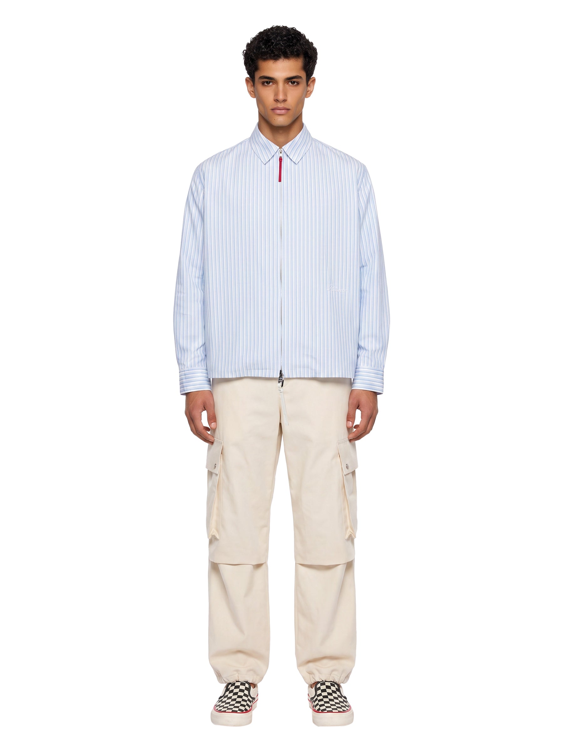 Camicia a righe a maniche lunghe Flash in celeste 