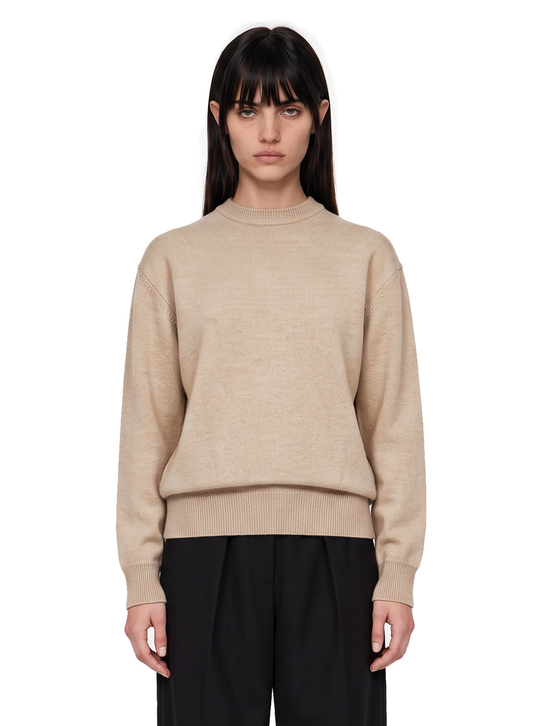 Maglia Moulin girocollo in beige 