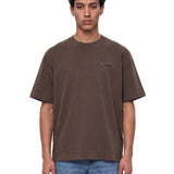 T-shirt gros grain in marrone 