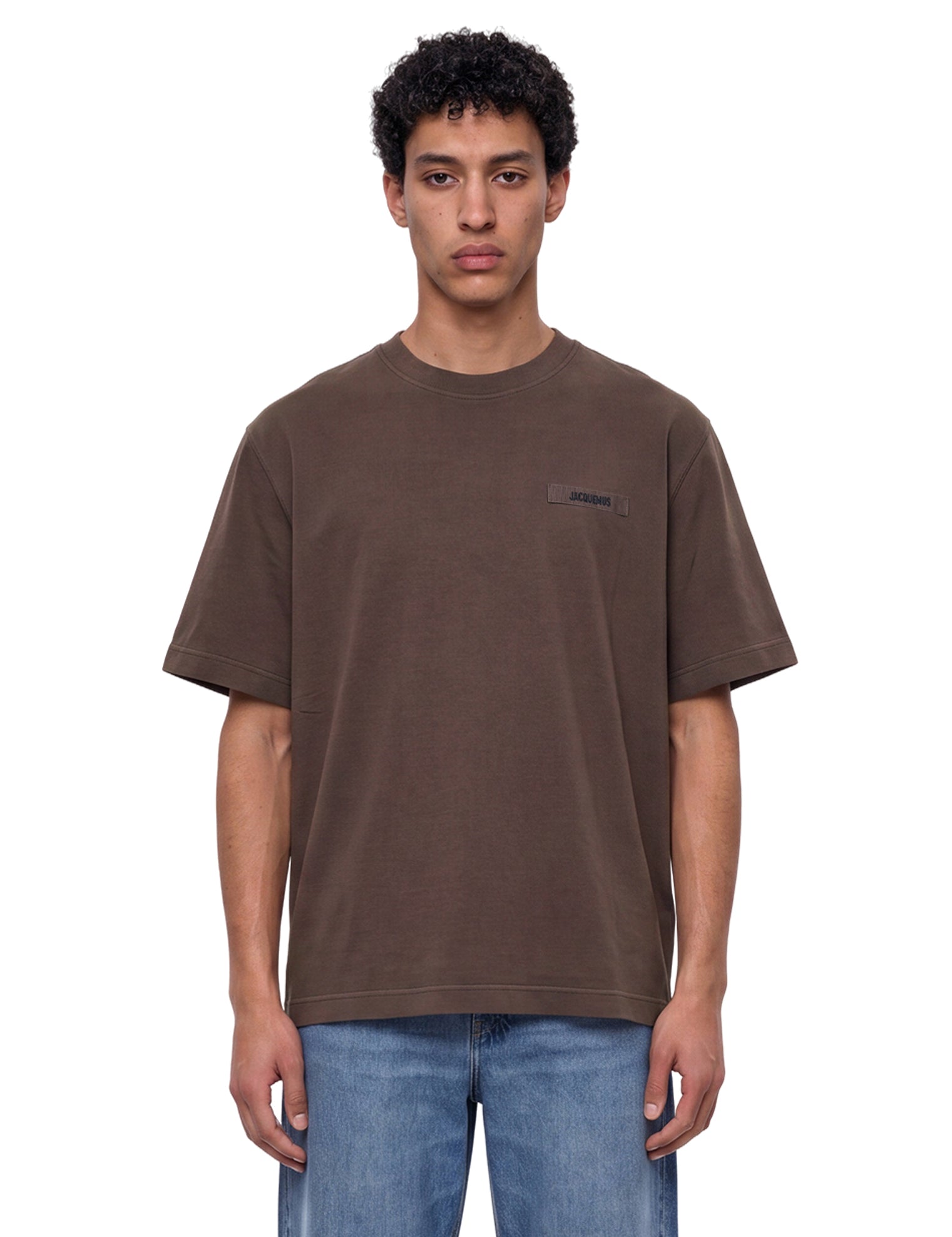 T-shirt gros grain in marrone 