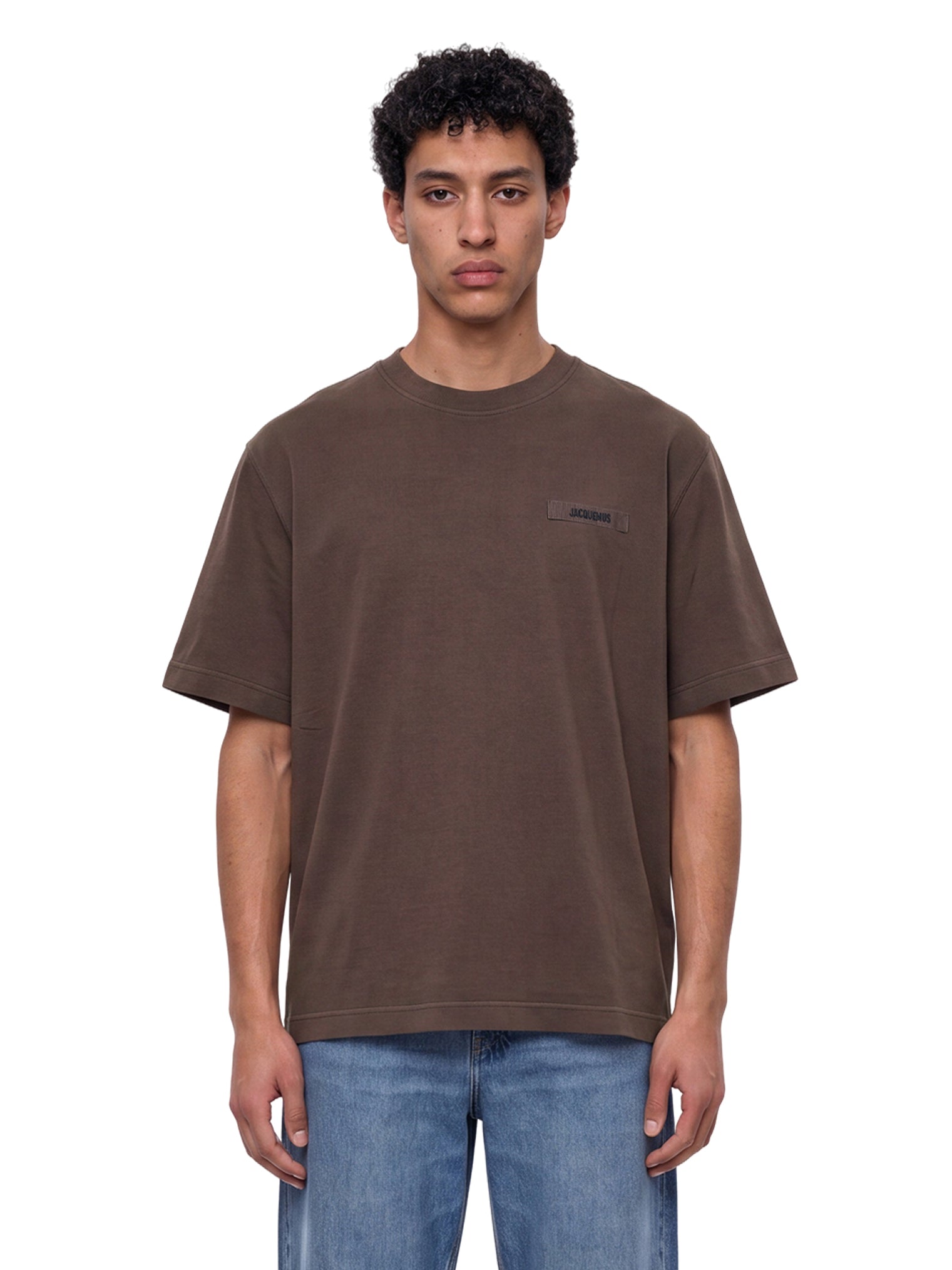 T-shirt gros grain in marrone 