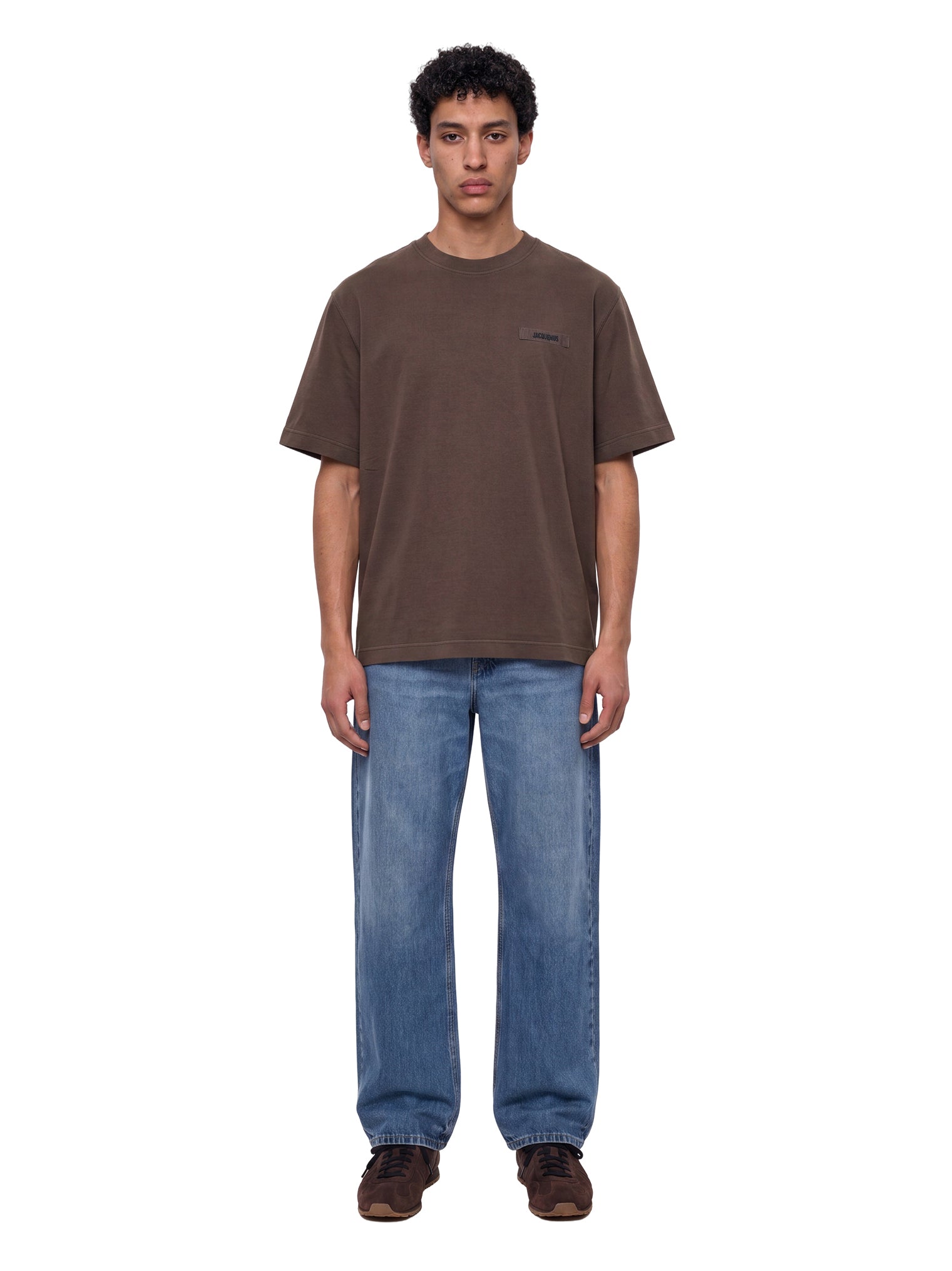 T-shirt gros grain in marrone 