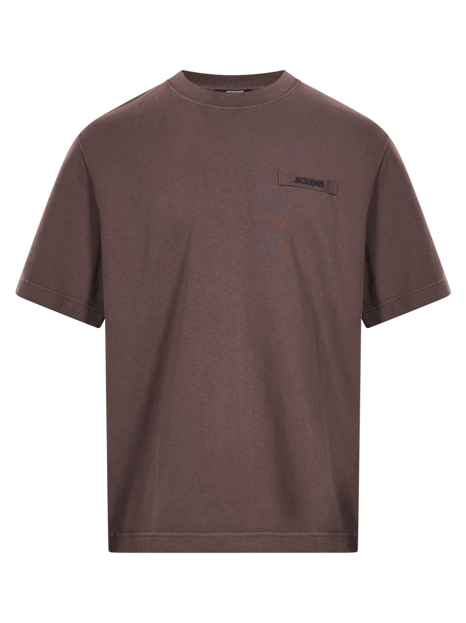 T-shirt gros grain in marrone 