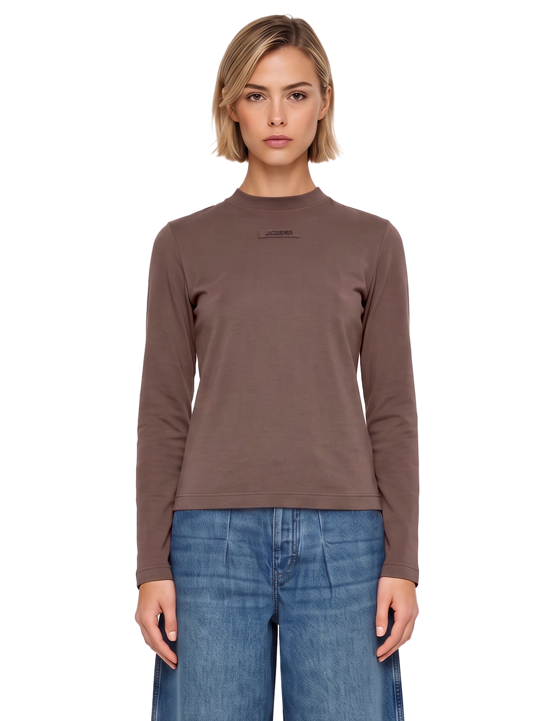 T-shirt con logo in marrone 
