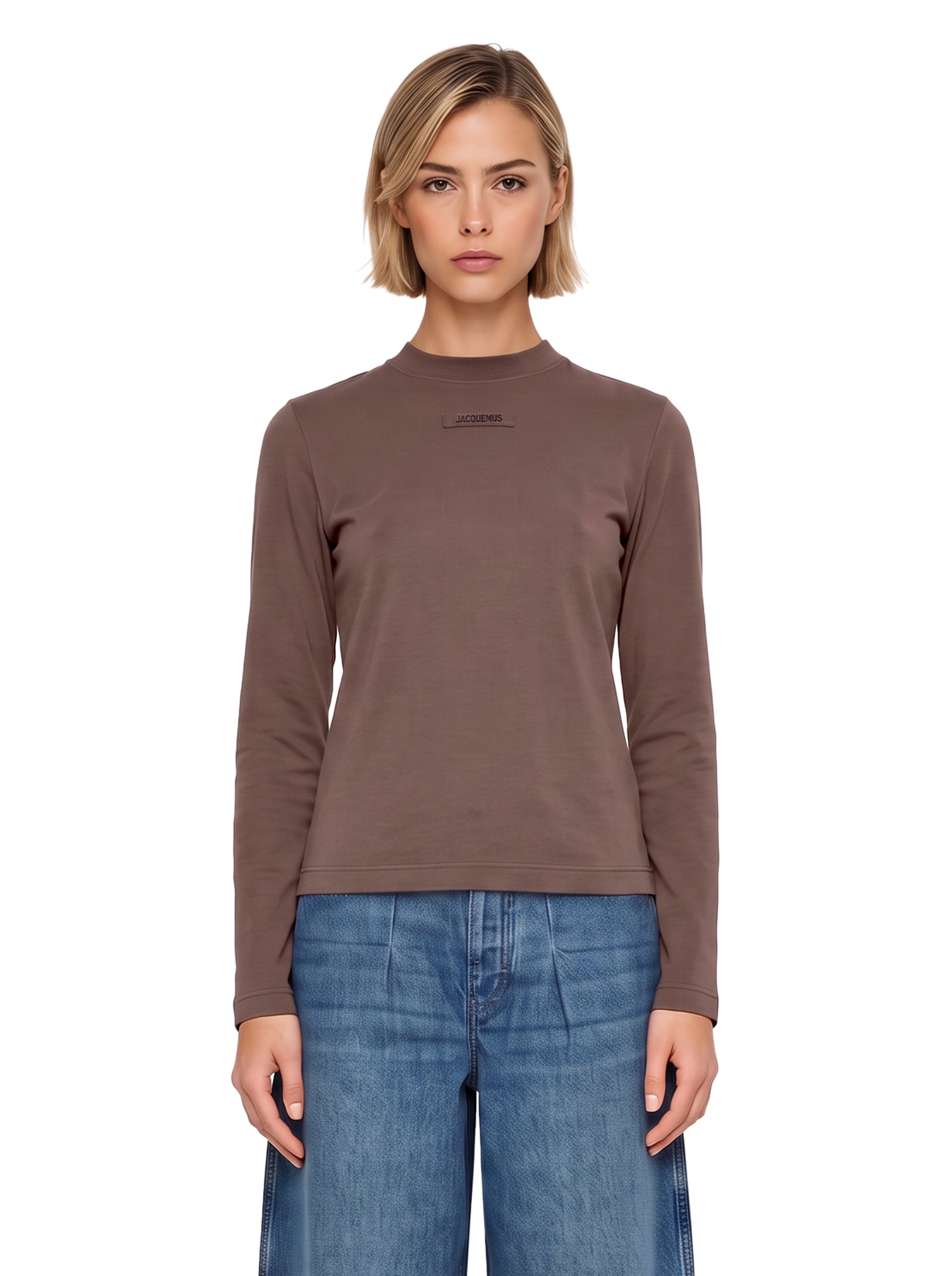 T-shirt con logo in marrone 