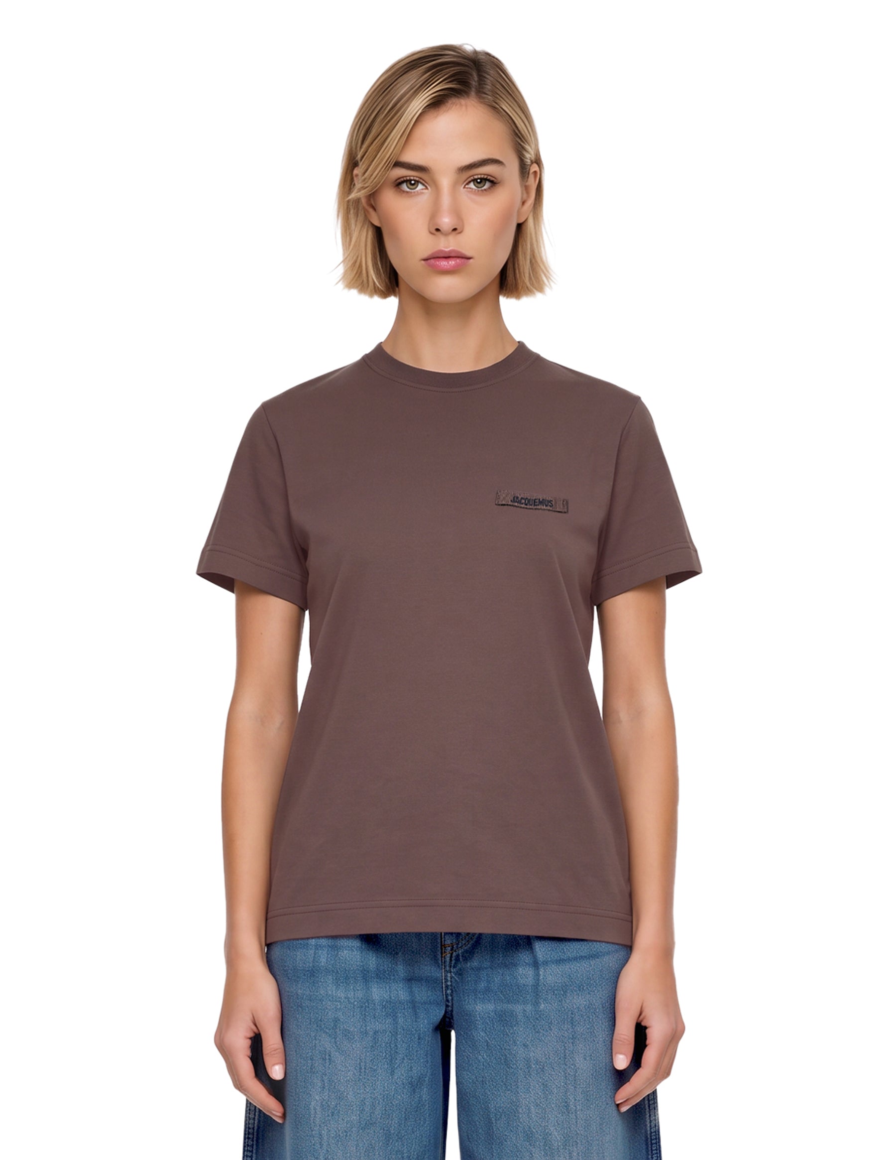 T-shirt con logo in marrone 