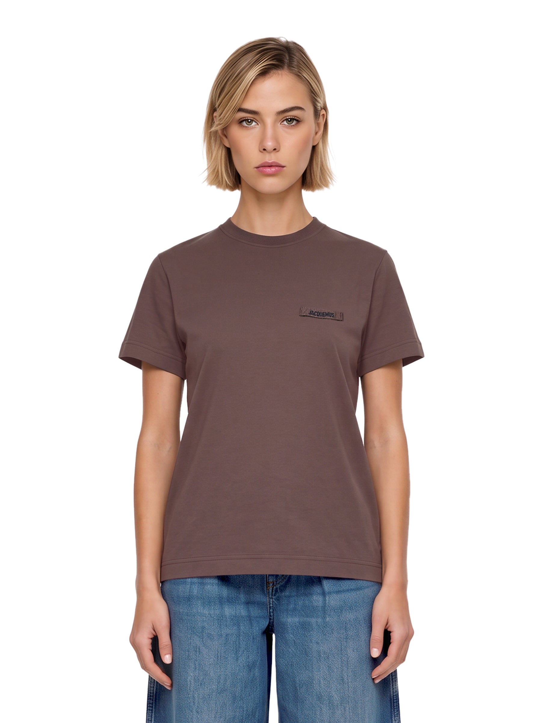T-shirt con logo in marrone 