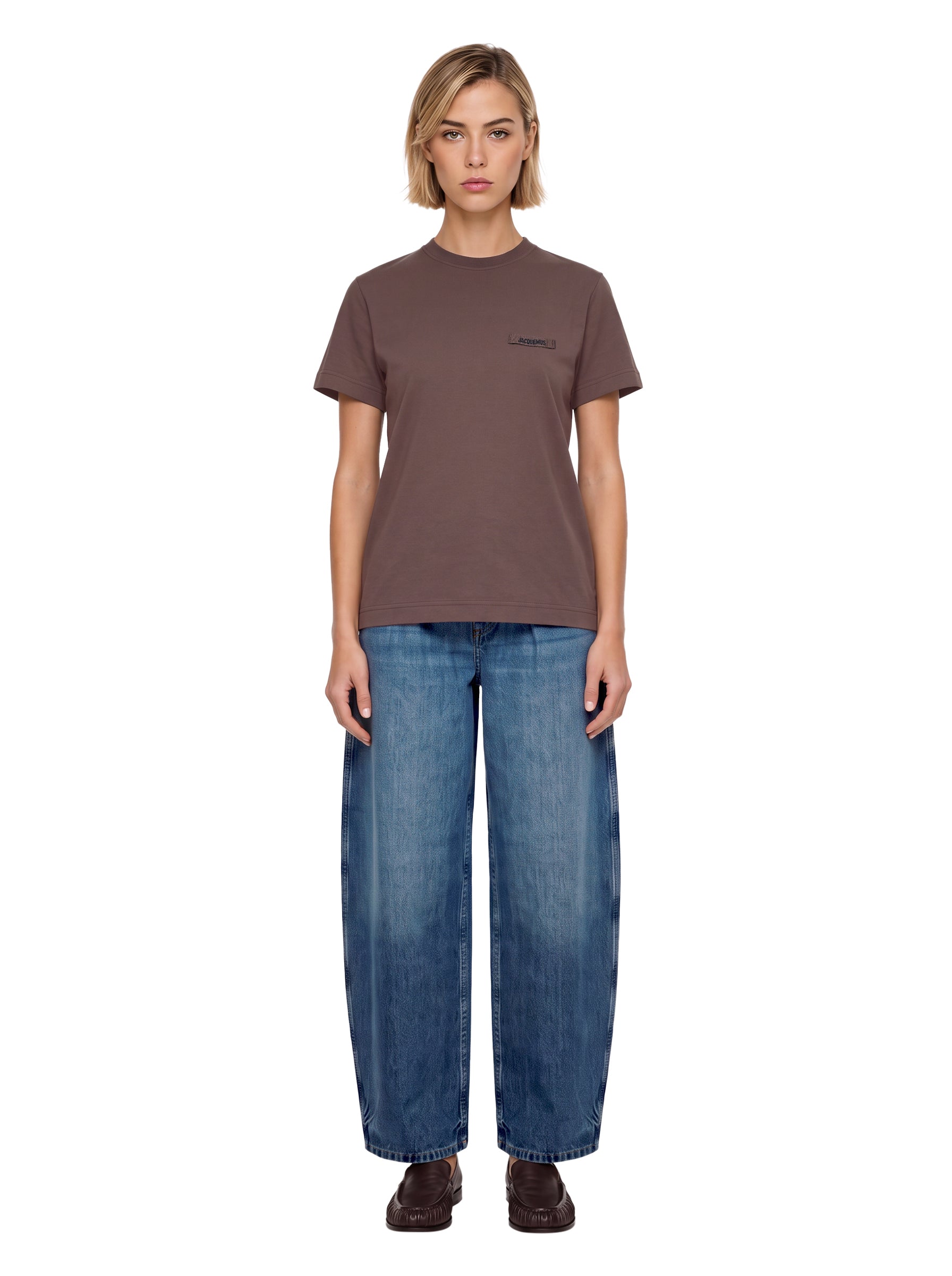 T-shirt con logo in marrone 